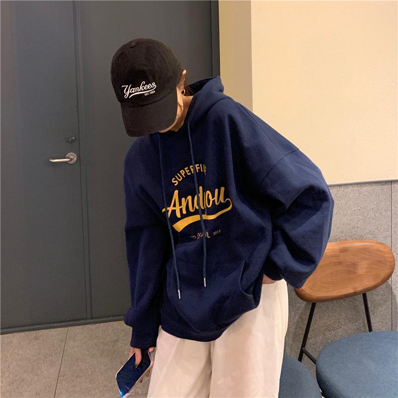 Pique Cotton Oversize Hooded Sweatshirt - Double-Layer Casual Loose Fit