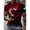 Summer Street Men's 3D T-shirt with Bee Cross Theme Printed Fashion Short Sleeve Top