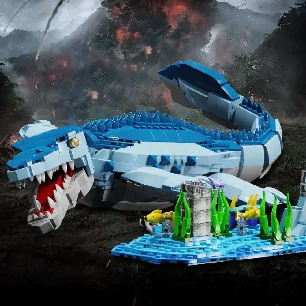 Dinosaur Model Building Blocks Kits,Collectible Toys For Boys Mosasaurus DIY Moc Bricks Kits Adult Children Gifts For Decoration
