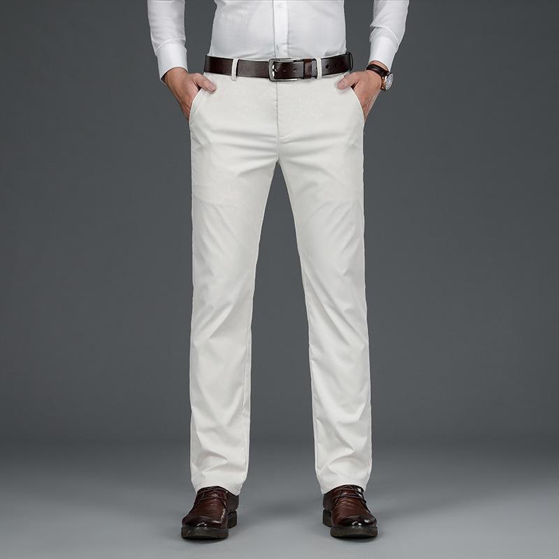 Весенние и летние тонкие мужские брюки business casual средней посадки модные свободные прямые брюки для среднего возраста