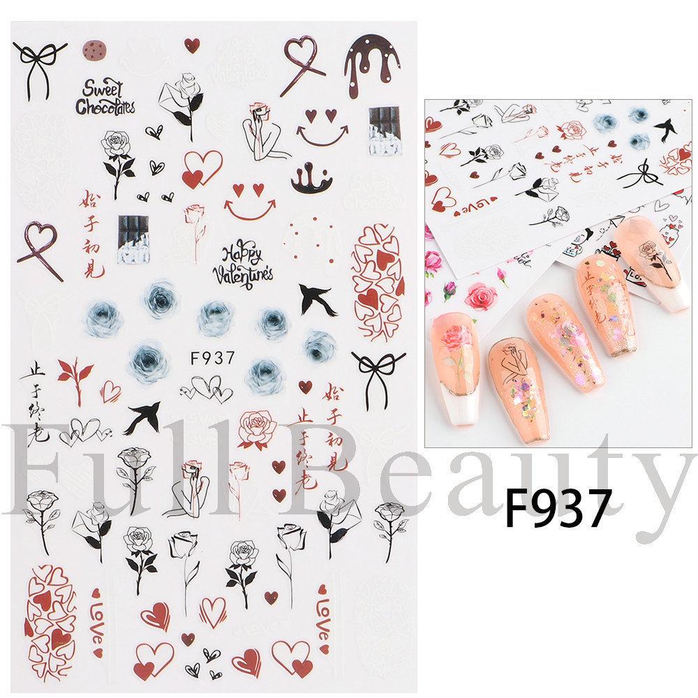 Nail Art Stickers, Romantic Valentine'S Day Love Cartoon Panda Love Adhesive Nail Stickers