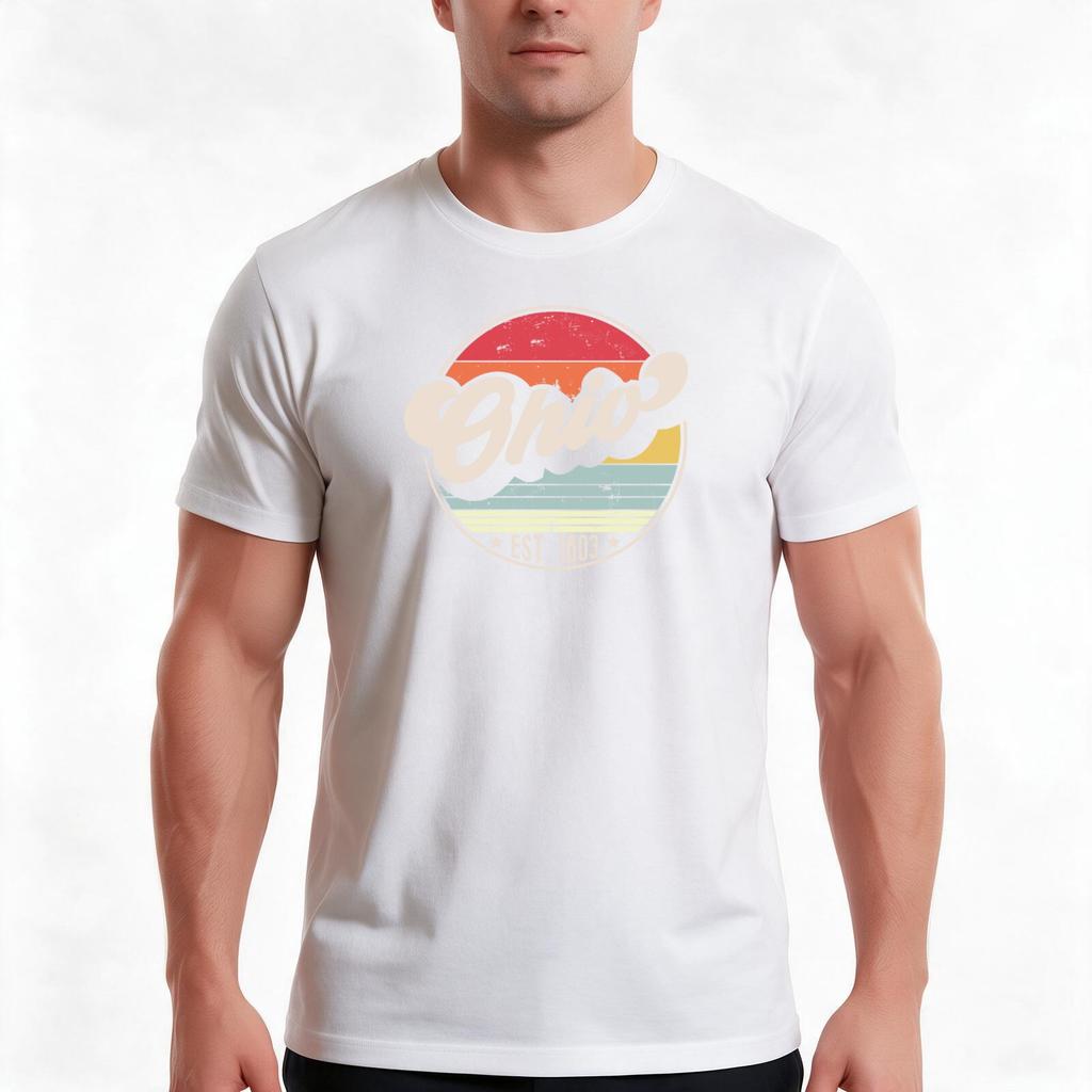 Retro Ohio Home State Oh Cool 70s Style Sunset Tshirt Summer Casual Cotton Tee Oversized Streetwear Tops Unisex Unisex Unisex