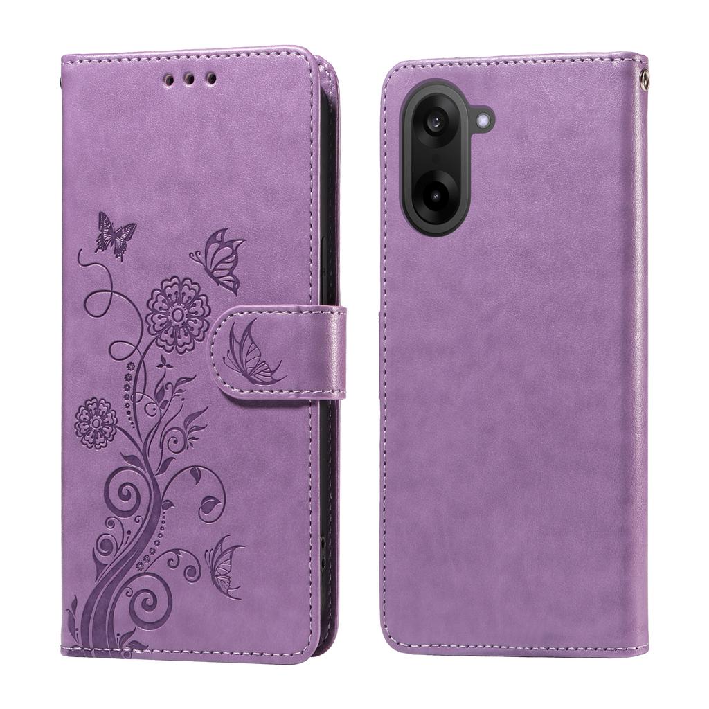 For OnePlus Ace 5 Racing 5G/OnePlus Nord CE5 5G Leather Case Butterfly Floral Imprint Wallet Stand Cover