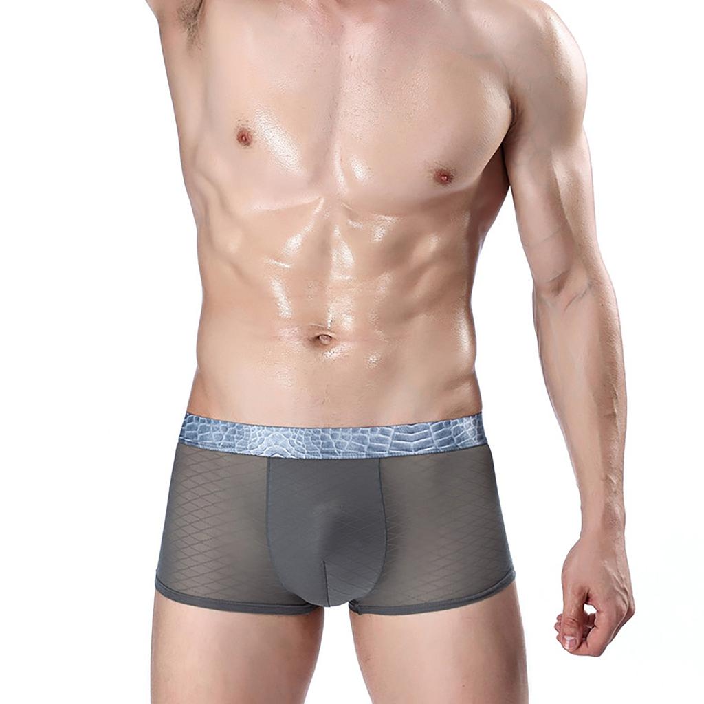 MuscleMan Мужское нижнее белье Лоскутное цветное ледяное шелковое сексуальное дышащее трусы-боксеры