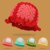 Sunflower Patterned Fisherman Hat Lotus Leaf Edge Handmade Knit Hat  Autumn Winter Outings