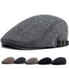 Wool Vintage Beret Men Winter Plus Velvet Warm Flat Hat Casual Berets Retro Fashion Newsboy Cap Men's Double Breasted Adjustable