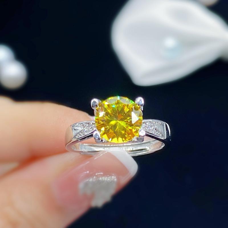 POMOiii Новые темпераментные желтые кольца круглой формы для женщин, с цирконом на день Святого Валентина, изысканные лаконичные ювелирные изделия, подарок