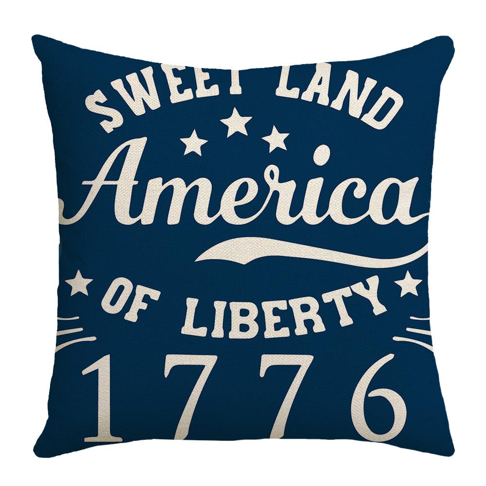 New Independence Day Pillow Five-pointed Star Text Printed Home Decoration Supplies Linen Pillow Case