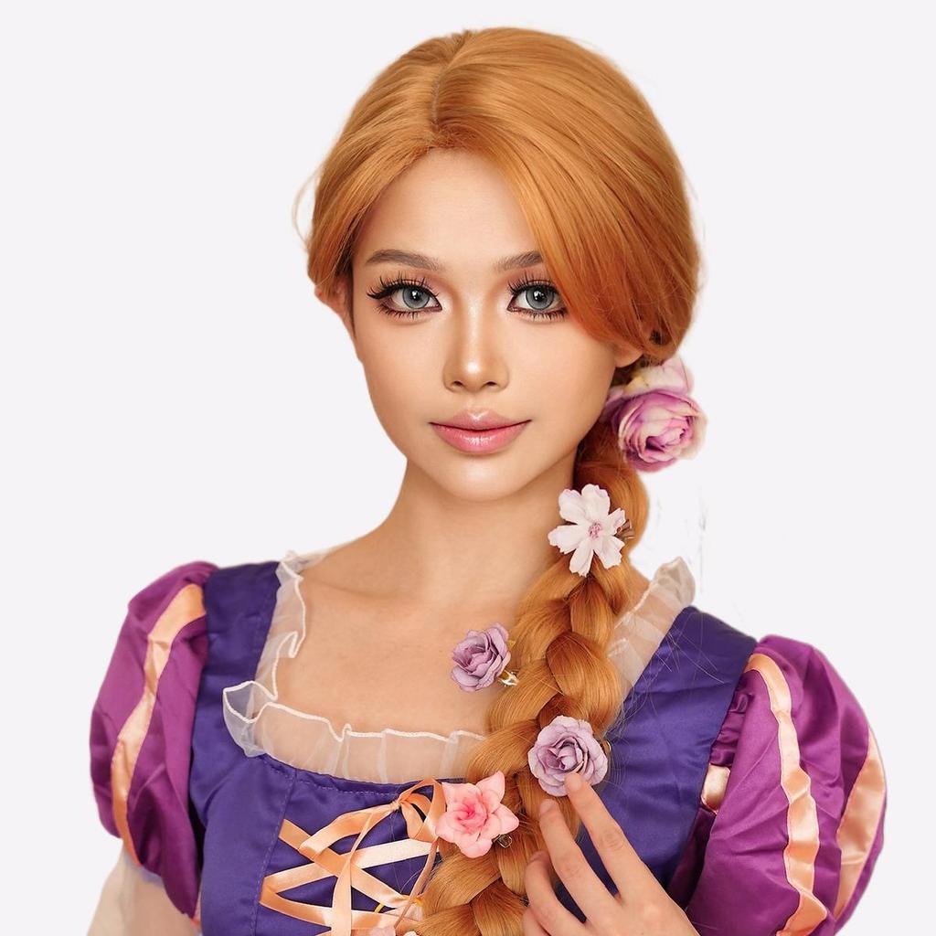 Парик для костюма Рапунцель, очень длинные светлые прямые волосы | Хэллоуин и косплей | Естественный вид | Легкая регулируемая шапочка (Идеально подходит для женщин)