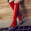 Wedge Women's High Boots Platform Knee High Boot Girls Slip On Fashion Height Heel Wedge Casual Shoes Red Black Female ZOGEER