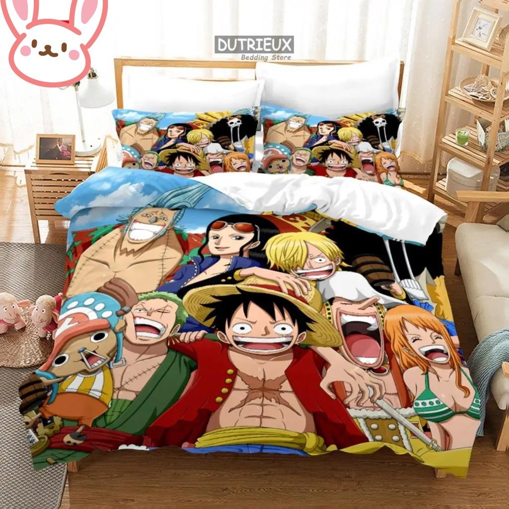 3D Hot Sale One Piece Quilt Cover Set Luffy Sauron Anime Bedding Set Quilt Cover with 2 Pillocase Bedroom Decor Teens Best Gifts