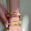 Resin Acrylic Bangle Wide Big Cuff Bangle Temperament Natural Dried Flower Bracelet  Decoration