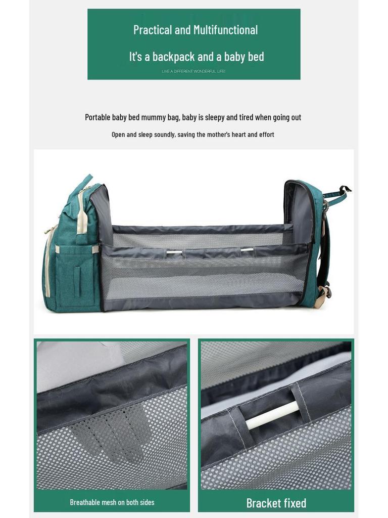 Multifunctional Diaper Backpack & Folding Baby Bed Combo - Stylish 2020 Design for Moms