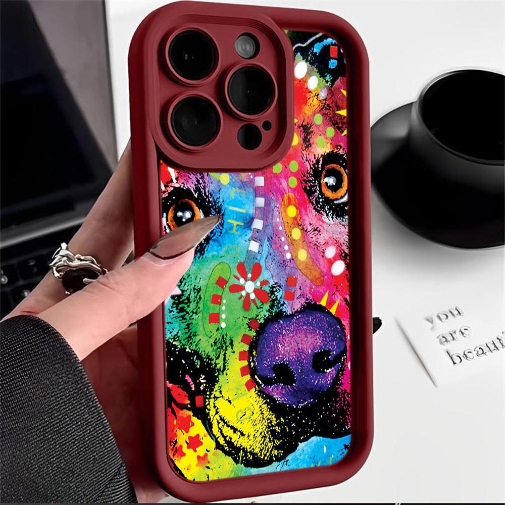 Ae76 Dog Color Doodle Design Art Защитные чехлы для телефонов для iPhone 13 14 15 Pro Max infinix Hot 40i Tecno Camon 30 20 Pro Angel Eyes Задняя крышка из ТПУ