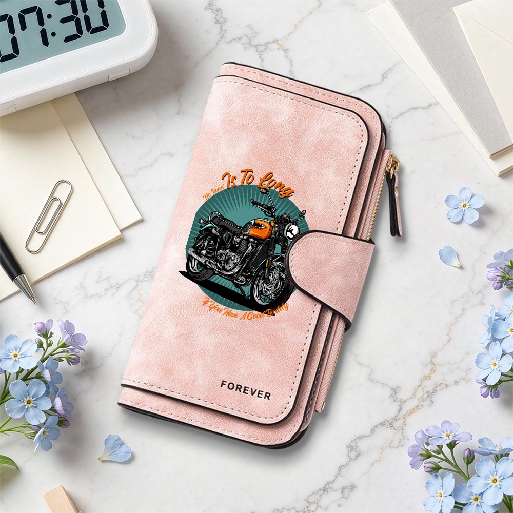 Vintage Motorcycle Pattern Wallet Multi Card Long Purse Casual Portable Fashion Men's Wallet