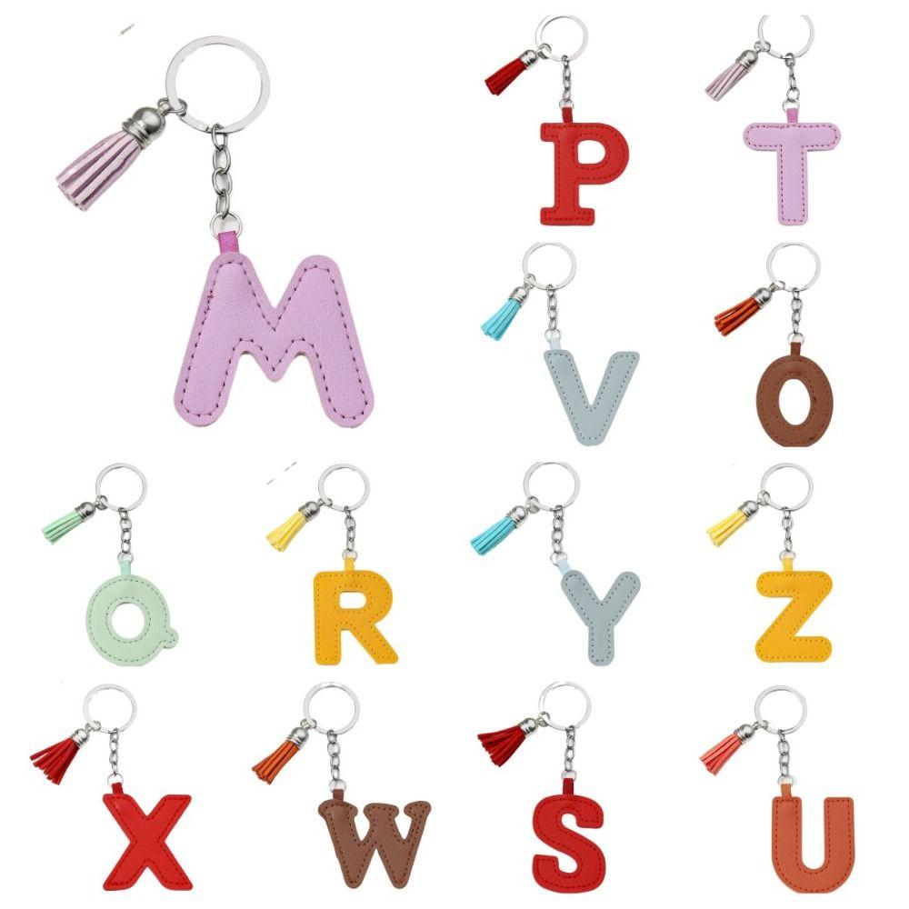 Брелок для ключей с алфавитом, пряжка для ключей от автомобиля, органайзер для ключей, деловой держатель для ключей из искусственной кожи, 26 букв, брелок в подарок