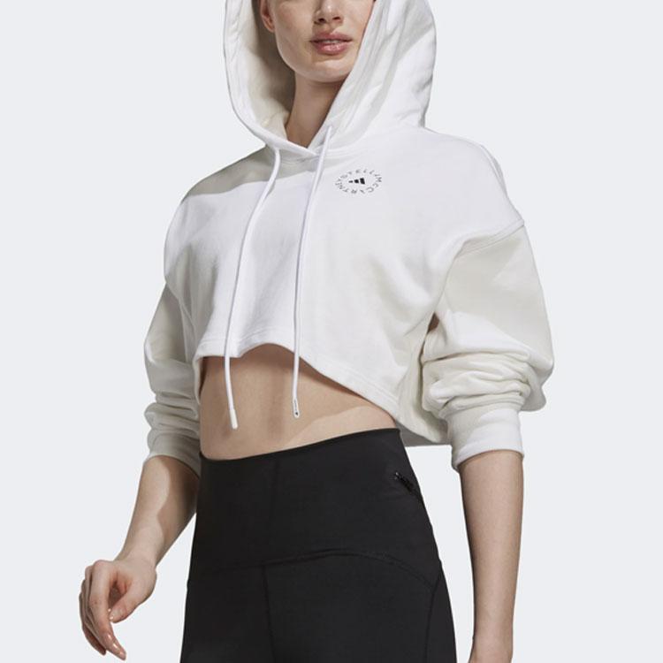 Adidas X Stella McCartney Logo укороченная свободная толстовка с капюшоном для женщин, белые GL7336
