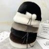 Роскошная женская шапка из натурального меха, фетровая шляпа из натурального меха норки, стильные бриллиантовые шляпы-ведра с куполом, зимние теплые уличные лоскутные женские шапки
