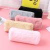Makeup Pouch Handbags Plush Pencil Case Large Capacity Pencil Bag Stationery Pen Bag Solid Color