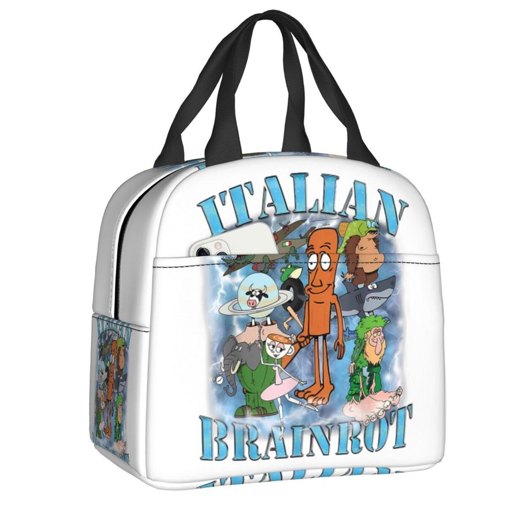 Custom Ballerina Capuchina Italian Brainrot Tung Tung Tung Sahur Insulated Lunch Bag Leakproof Thermal Cooler Bento Box Women