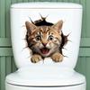 Наклейка на туалет для кошки, водонепроницаемая, съемная, самоклеящаяся, из ПВХ, для гостиной, ванной комнаты, настенное искусство, 3D-эффект, имитация сиденья для унитаза с изображением котенка