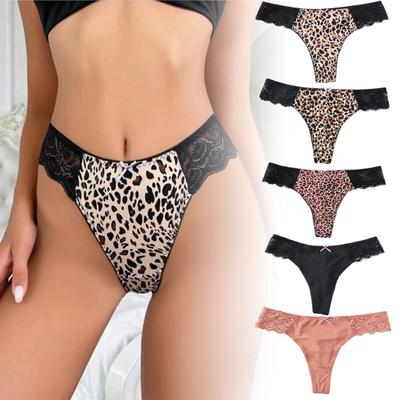 Женское нижнее белье с низкой посадкой, женские микрогладкие дышащие трусы, хипстерские трусы, женские кружевные стринги с леопардовым принтом, трусы, трусы