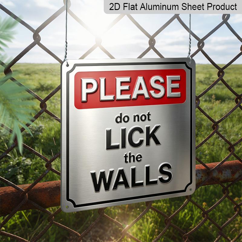 2D Flat, 1pc, Vintage Aluminium Metal Decorative Plaque, Please Do Not Lick The Walls, Retro Wall Art, Home Decor for Porch, Entryway, Hallway, Game