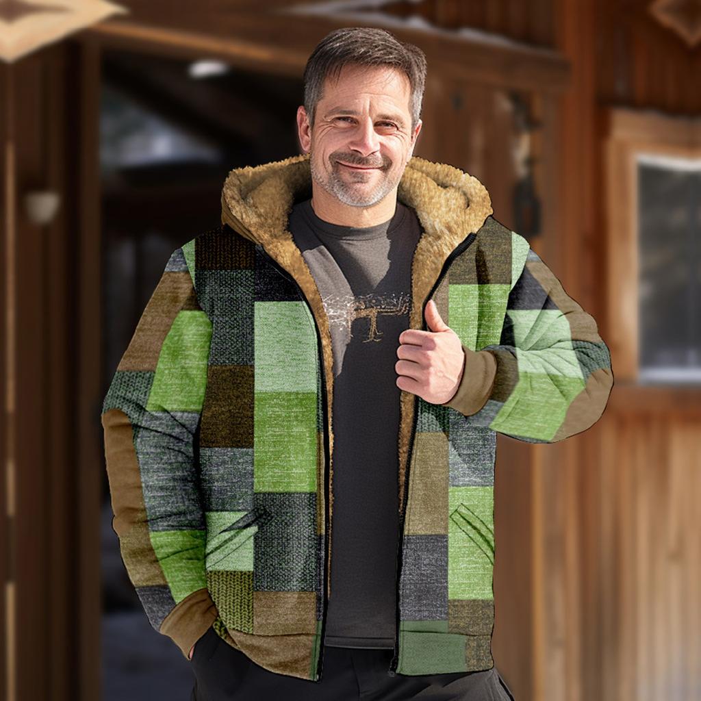 Men's Print Jacket Men's Spring And Autumn Casual Trend Zipper Hooded Jacket