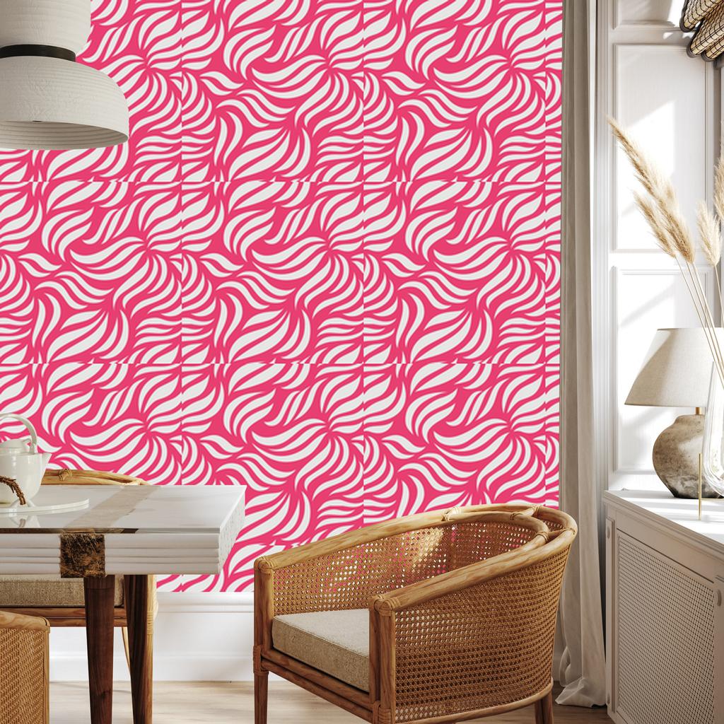 Wallpaper Geometric pattern powder pink and pink 50x1000