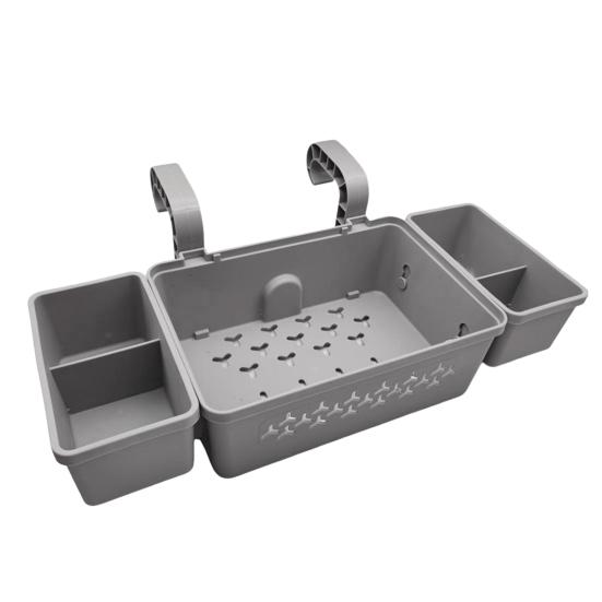 Poolside Storage Organizer with Hook Cup Holder Pool Storage Basket for Above Ground Pools Large Capacity Pool Accessories Holder for