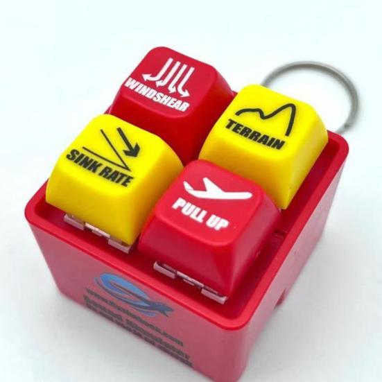 1/2Pcs Keychain Pendant Warning Sound Simulator Key Chain with 4 Authentic Cockpit Alarm Sounds Rugged Durable Design Stress Relief Click Buttons Key