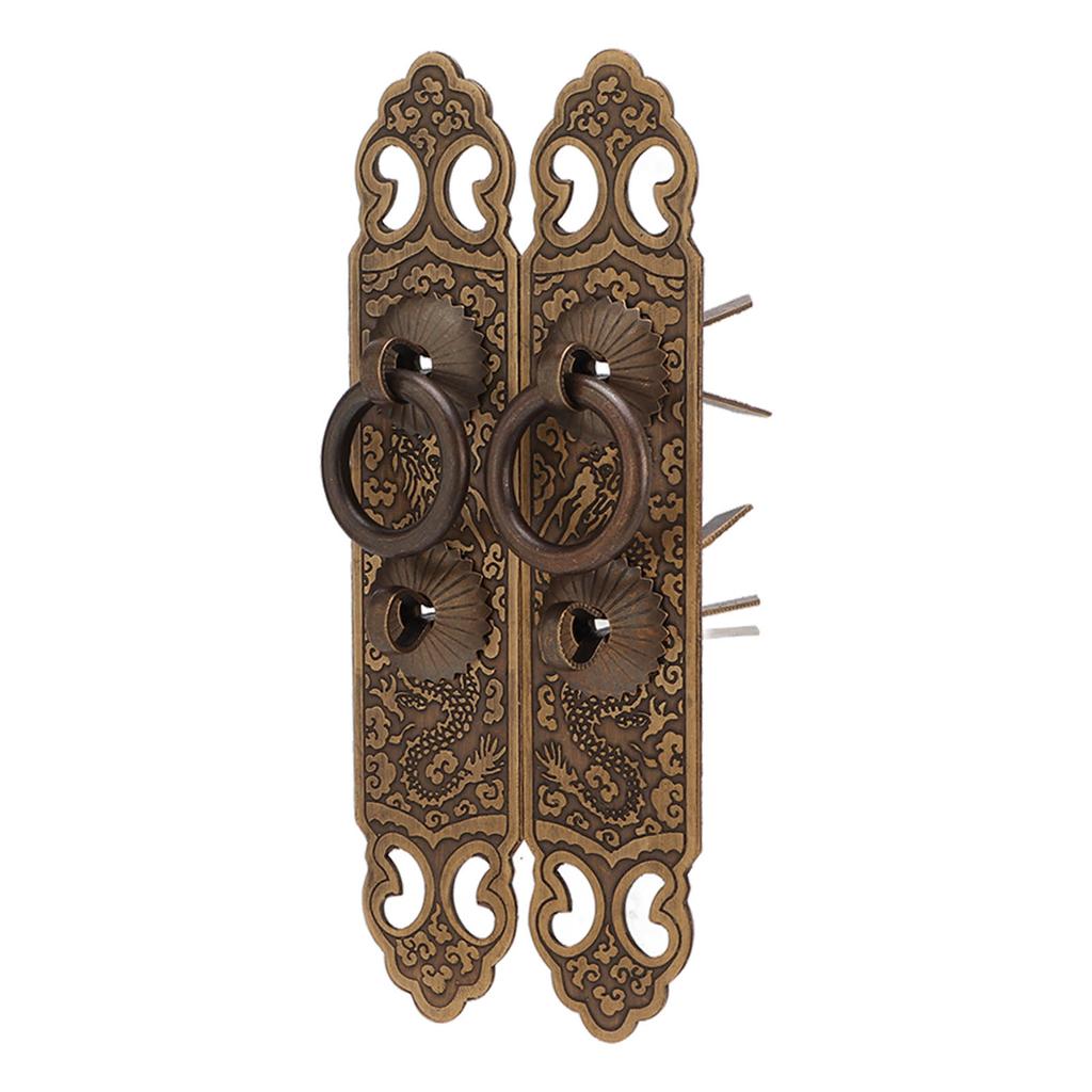 2 комплекта Накладка на дверцу шкафа Счастливый узор Вертикальный тип Прямая ручка Бронза Китайская латунь Дверная ручка