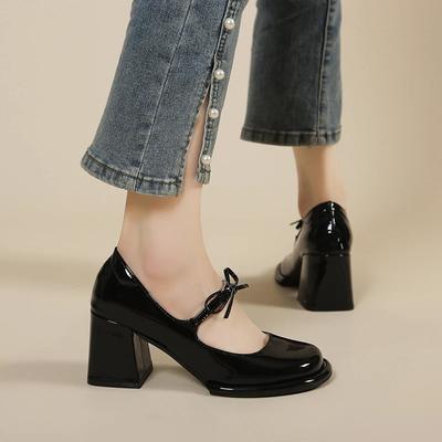 Французская обувь на высоком каблуке, женская обувь 2024 года, весна, новые ретро-туфли на красной платформе из кожи, элегантные женские туфли на каблуке для вечеринок, свадеб, повседневные