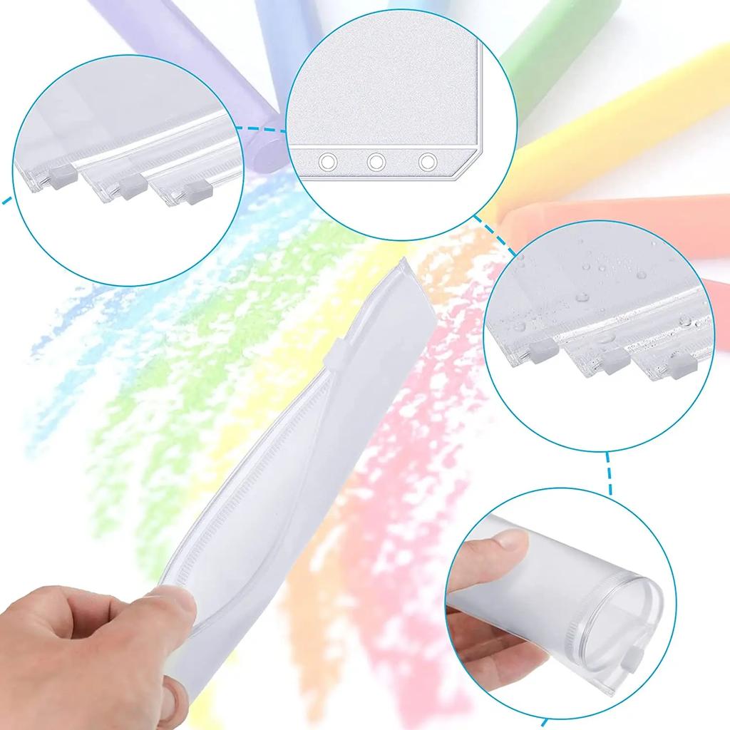 Карманы для папок A6 с 6 отверстиями на молнии Карманы для папок Водонепроницаемые ПВХ Конверты для денег Бюджетная сумка для блокнота Планировщик