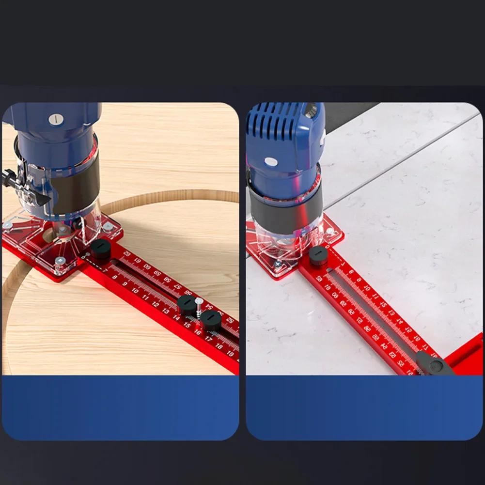 Circular Cutting Tool Milling Groove Bracket Red as Picture Aluminum Alloy Woodworking Tool Plastic Board Compatible