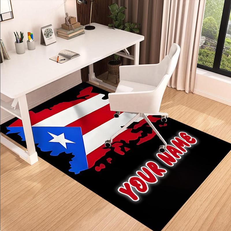 1PC Custom Name Puerto Rican Pride Theme Floor Mat Ideal for Living Room, Game Rooms, Office, Bedroom,Floor Mat Playful Design