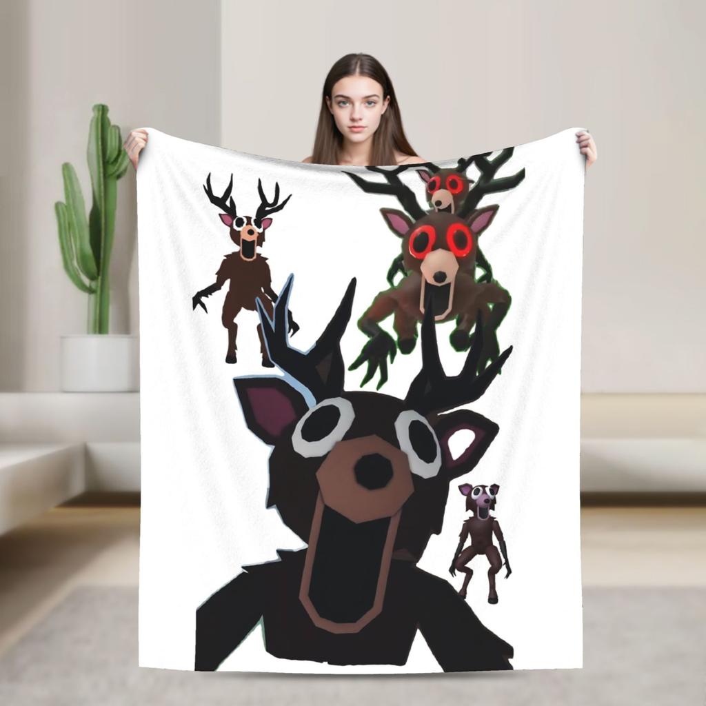 99 Nights in the Forest The Deer Flannel Throw Fashion Blanket Horror Game Bedding Knitted Fashion Blanket Outdoor Lightweight Multi-functio