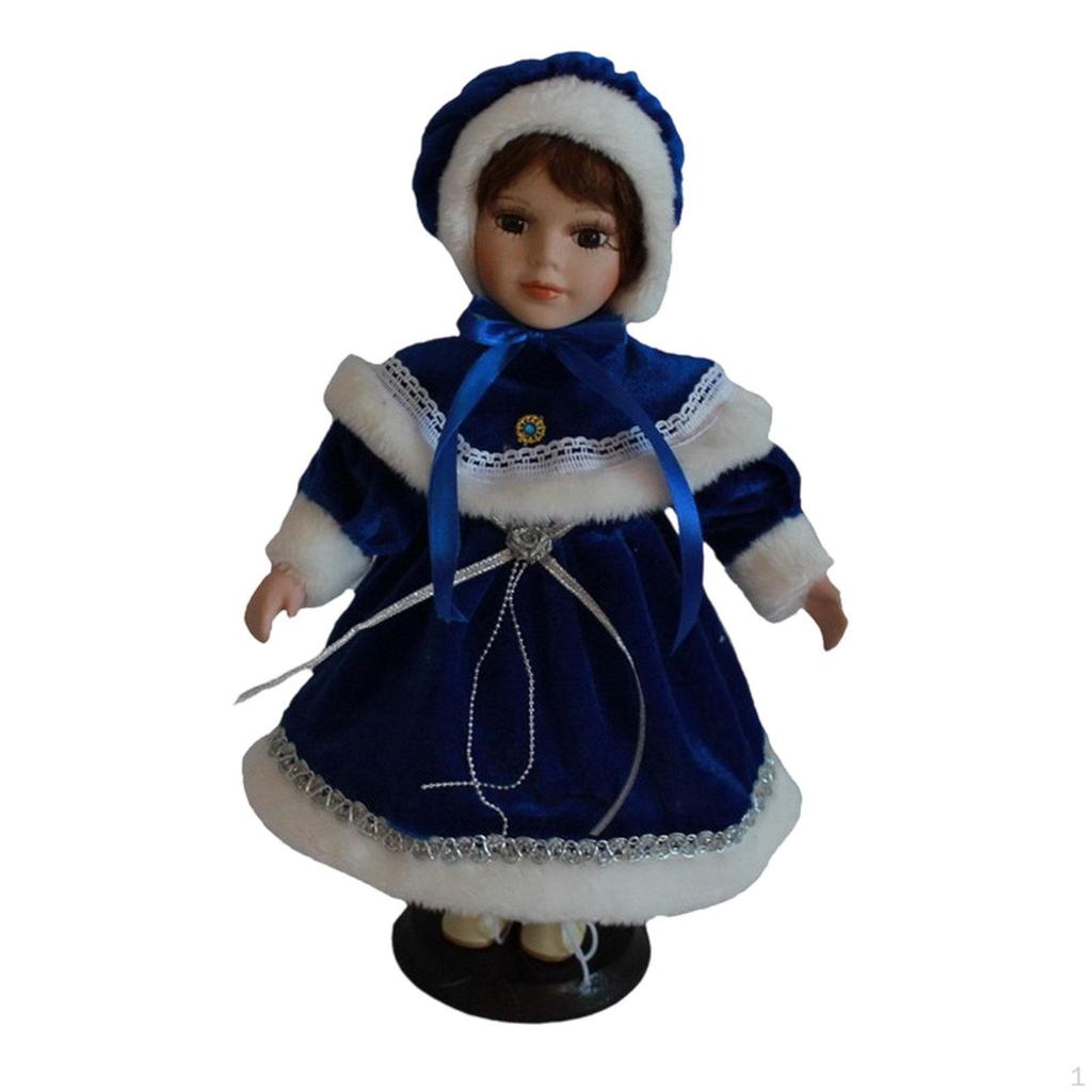 Porcelain Doll Ceramic In Outfit Beautifully Crafted with Hat Makeup Face Collectible
