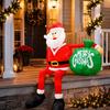 Electric Inflatable Santa Decoration with 110 V US Power Specification and Sitting Holiday Figure for Outdoor Christmas and Shop Window Displays