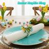 Reusable Bunny Napkin Holders Plastic Floral Napkin Buckles Easter Napkin Rings