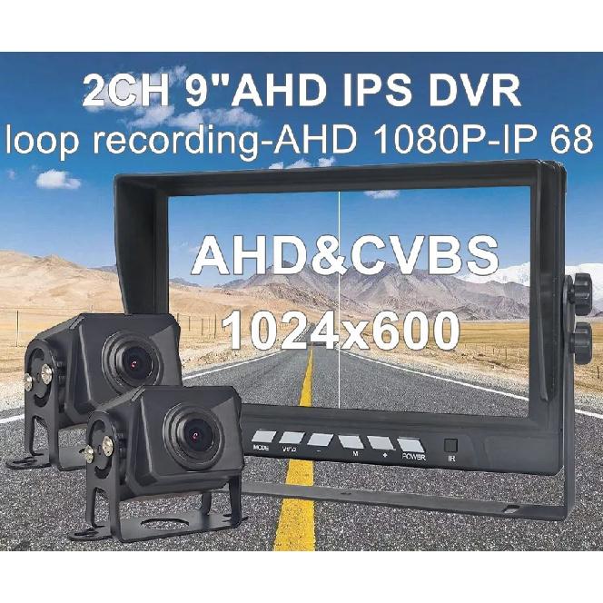 DIYKIT 1920x1080 2CH 9" AHD IPS Rear View Car Monitor IP68 Waterproof Starlight AHD Backup Car Camera Video Recording