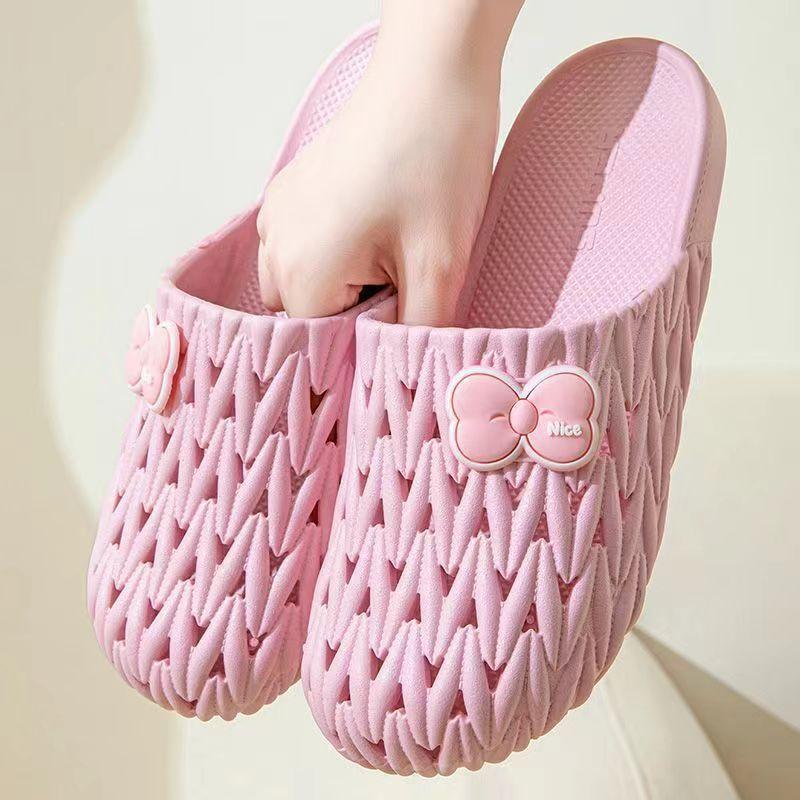 Нескользящие тапочки с отверстием для сумки, женские летние удобные для выхода, дома, ванной, пляжа, на мягкой подошве, прохладные