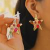 Fashion Versatile High End Personality Sea Star Inlaid Colored Imitation Diamond Design Earrings For Women