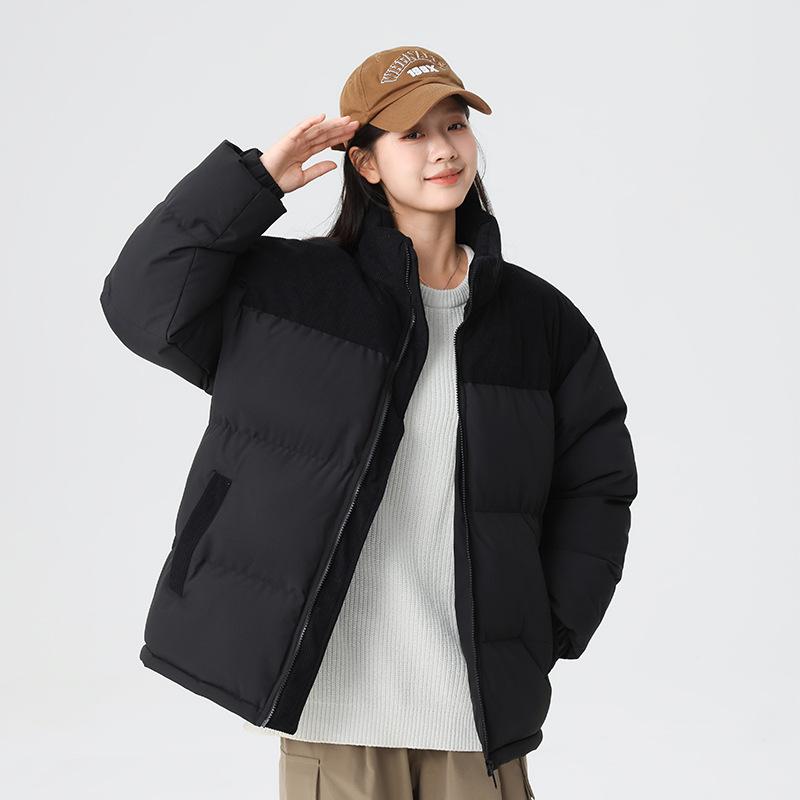 2025 парная хлопковая одежда американская вельветовая вставка воротник-стойка свободная теплая хлопковая одежда повседневная модная куртка