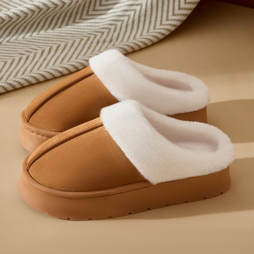 Platform Women Home Slippers Plush Warm Thick Bottom Slides Breathable Soft Non-slip Slippers Indoor Outdoor Men Casual Slippers