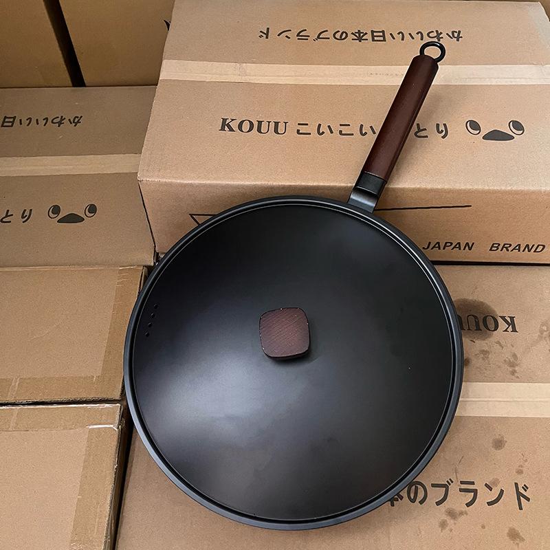 Household wok flat bottom non-stick pan induction cooker gas stove