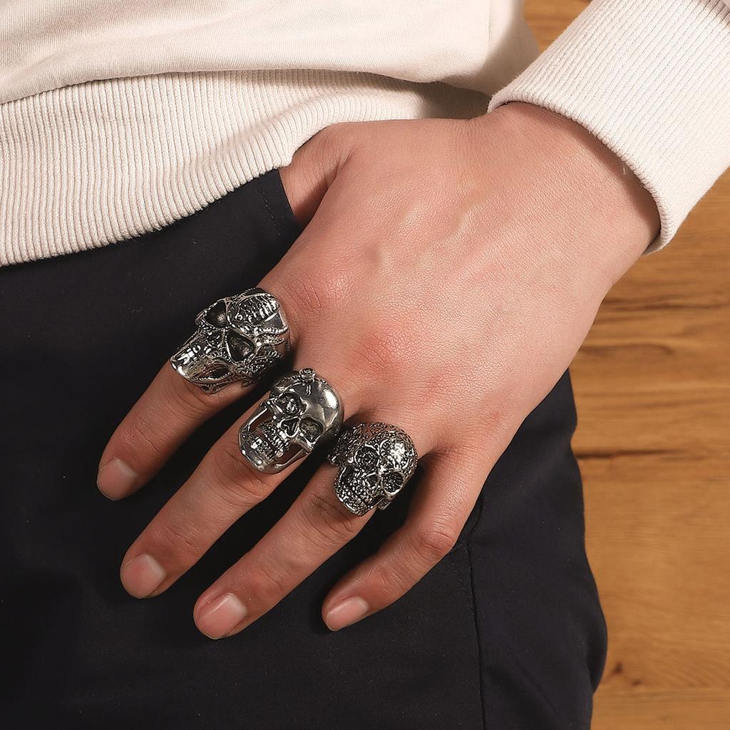 3 шт. Женский модный трендовый комплект колец с геометрическим черепом, модная бижутерия для вечеринки, карнавала, фестиваля, подарка