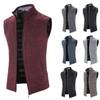 Мужской зимний свитер, однотонный жилет для отдыха, удобный и теплый жилет без рукавов с воротником-стойкой на молнии