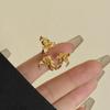 Adjustable Chinese-style Ring Elegant Metal Material Floral Stacking Ring Drip-glaze Finish Two-tone Design Open Ring