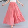 Dimanaf Plus Size 2021 Women Linen Pants Elastic Vintage Korea Basic Female Large Size Fashion Slacks Wide Leg Oversize Loose Pants